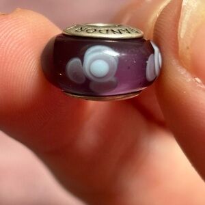Pandora Silver and Purple Floral Charm